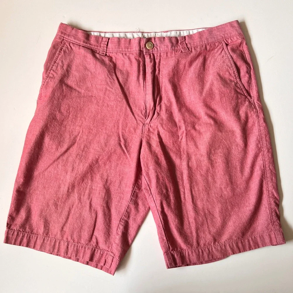 J. Crew Stanton Shorts Size 35 Red Heathered Cotton Flat Front Chino Casual Prep
